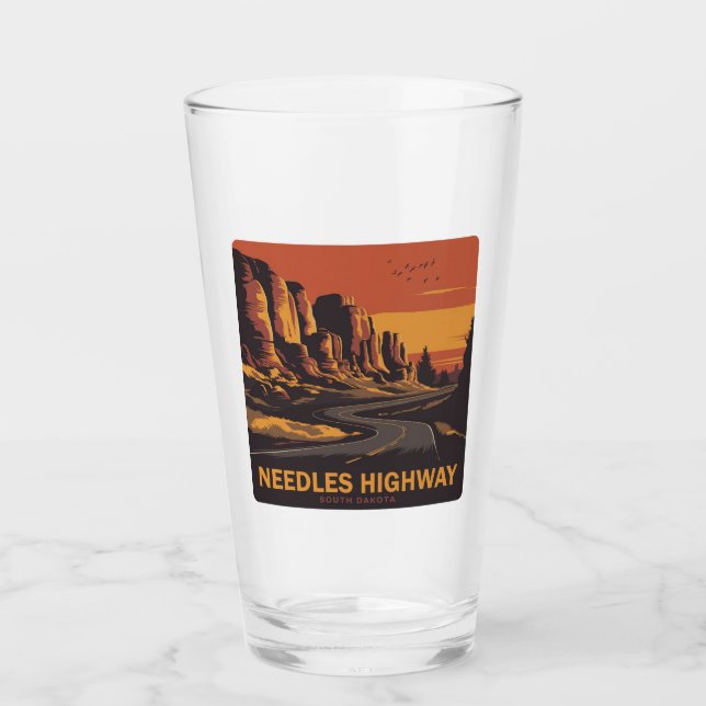 Needles Highway South Dakota Red Sky Glass (Front)