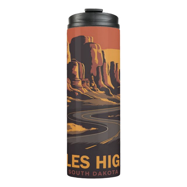 Needles Highway South Dakota Red Sky Thermal Tumbler (Front)