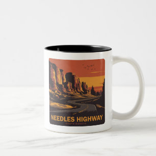 Needles Highway South Dakota Red Sky Two-Tone Coffee Mug