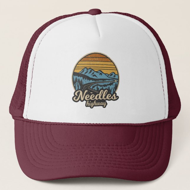 Needles Highway South Dakota Retro Trucker Hat (Front)
