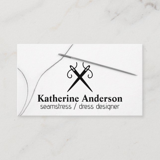 Needles & Thread | Tailor  Business Card (Front)