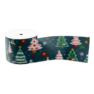 Needlework Christmas Trees Festive Holiday Grosgrain Ribbon