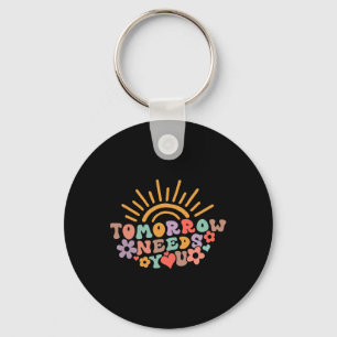 Needs You Mental Health Awareness Groovy Retro Key Ring
