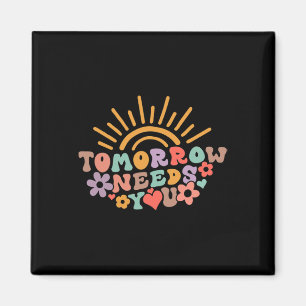 Needs You Mental Health Awareness Groovy Retro Magnet