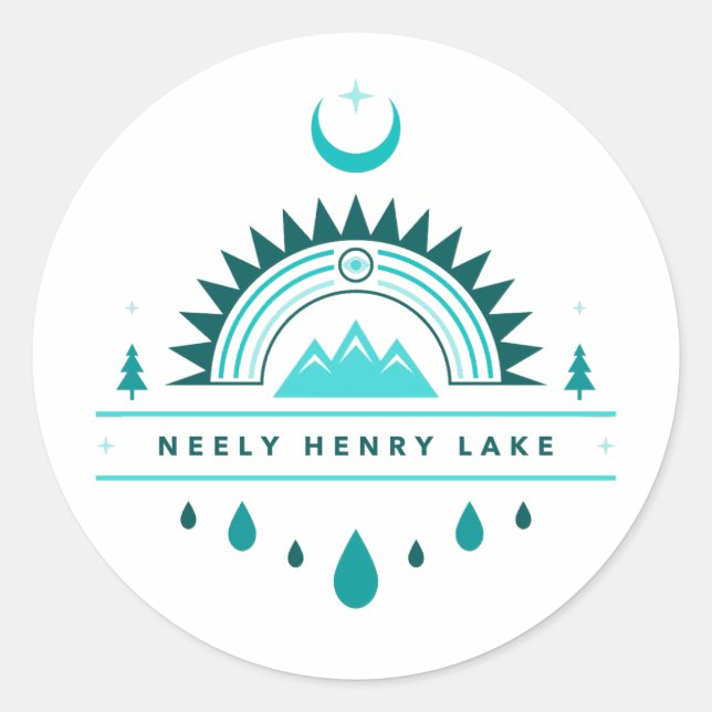 NEELY HENRY LAKE alabama rainbow moon Classic Round Sticker (Front)