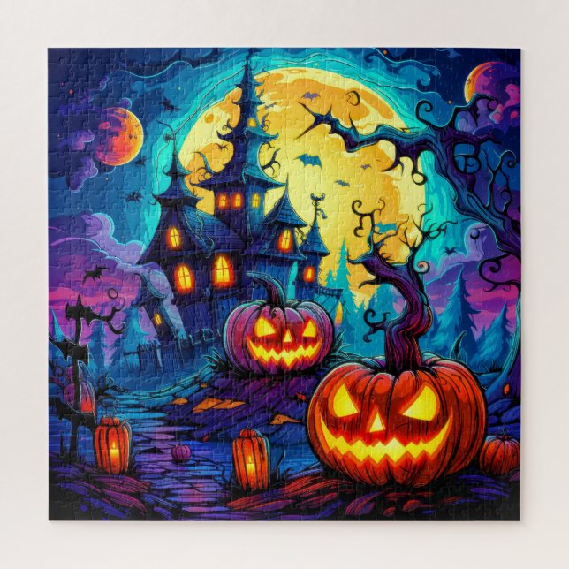 Nefarious Spooky Haunted House Halloween Jigsaw Puzzle (Vertical)