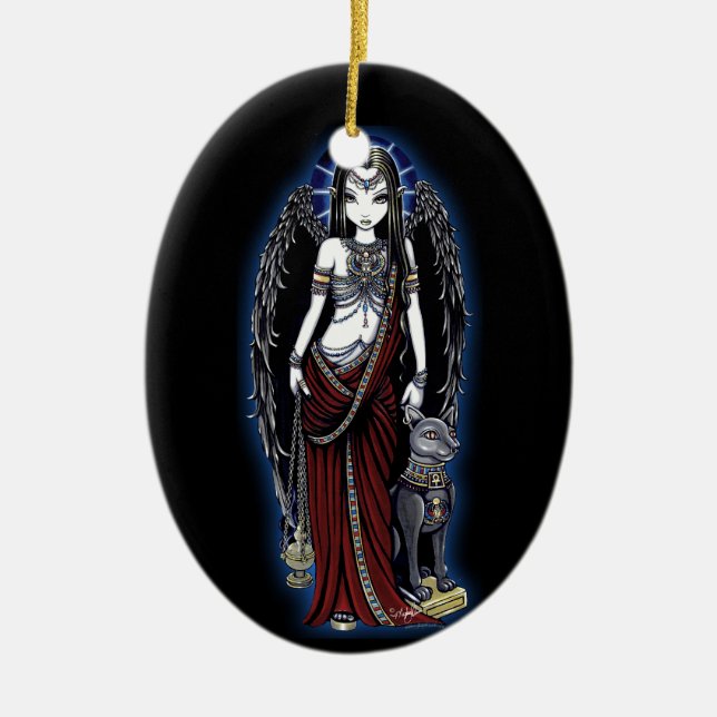 "Nefertari" Gothic Egyptian Angel Art Ornament (Front)