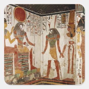 Nefertari is brought before the god square sticker