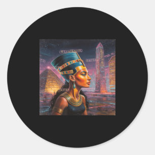 Nefertiti african american black queen graphic classic round sticker