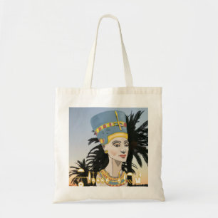 Nefertiti Colourful Portrait and Palm Trees Tote B Bag