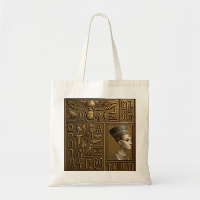 Nefertiti Hieroglyph Tote Bag (Front)