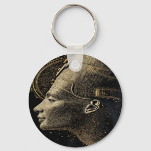 Nefertiti Modern Silhouette Line Art Key Ring
