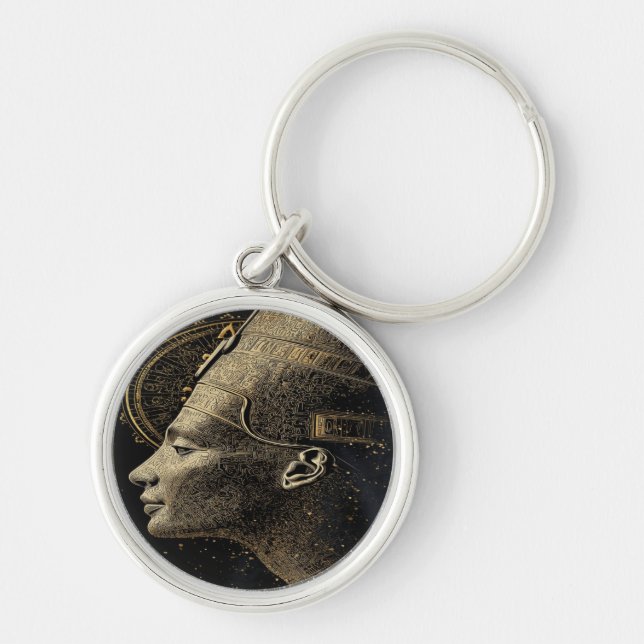 Nefertiti Modern Silhouette Line Art  Key Ring (Front)
