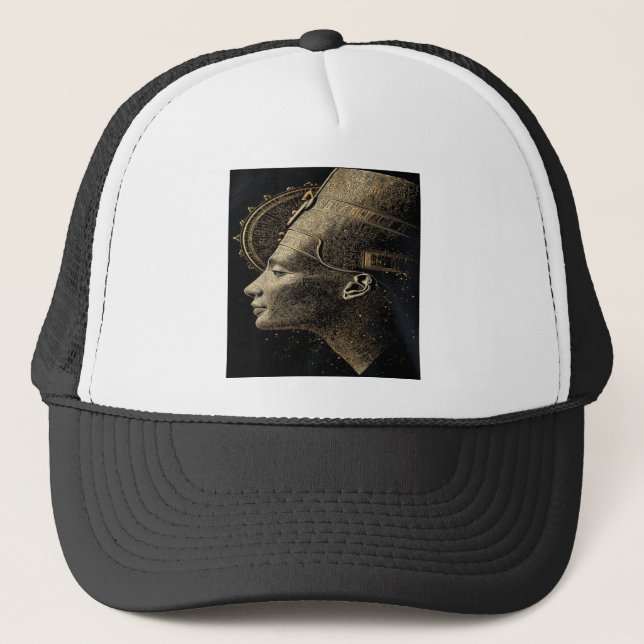 Nefertiti Modern Silhouette Line Art Trucker Hat (Front)