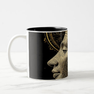 Nefertiti Modern Silhouette Line Art Two-Tone Coffee Mug