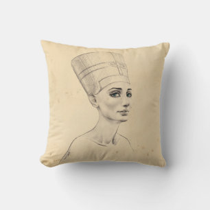 Nefertiti portrait drawing Ancient Egypt papyrus Cushion