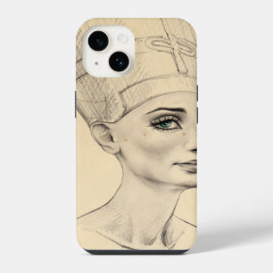 Nefertiti portrait drawing Ancient Egypt papyrus iPhone 14 Case