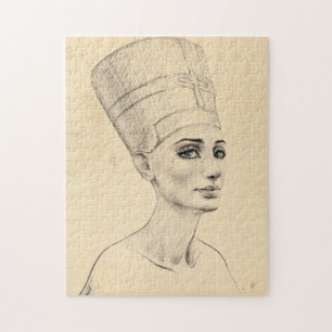 Nefertiti portrait drawing Ancient Egypt papyrus Jigsaw Puzzle