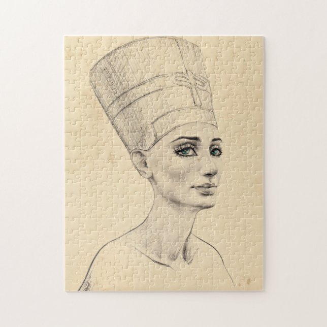 Nefertiti portrait drawing Ancient Egypt papyrus Jigsaw Puzzle (Vertical)
