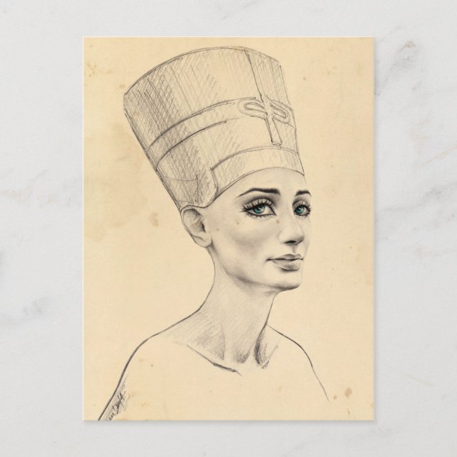 Nefertiti portrait drawing Ancient Egypt papyrus Postcard (Front)