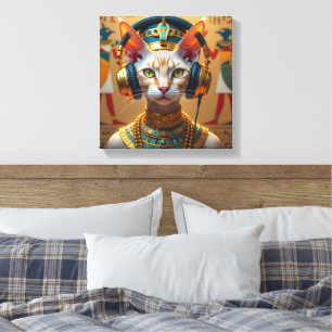 NEFERTITI QUEEN OF THE NILE-DEVON REX CAT CANVAS PRINT