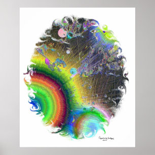 Negative Enamel Sunburst Oval Frame, Art Signature Poster