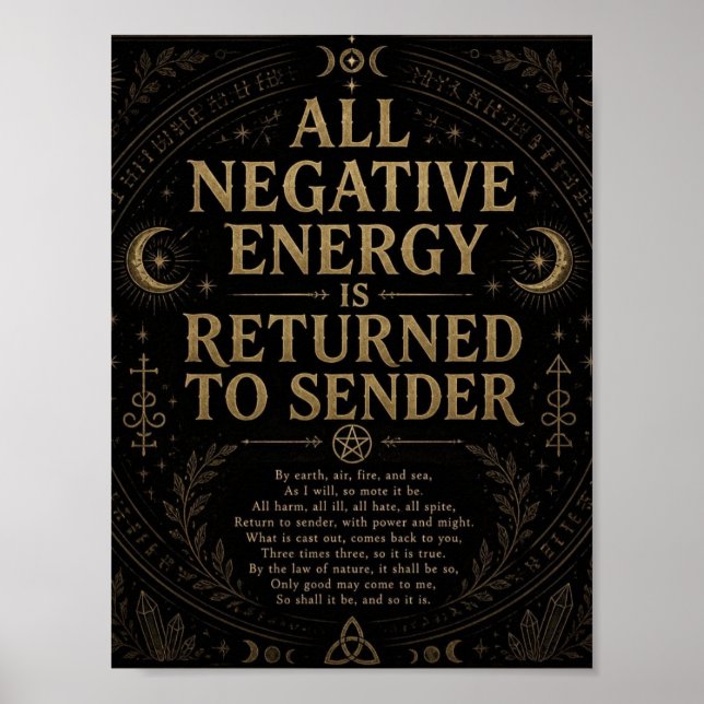Negative Energy is Returned to Sender Pagan Spell Poster (Front)