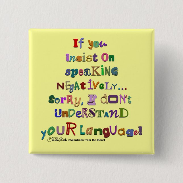 Negative Language 15 Cm Square Badge (Front)