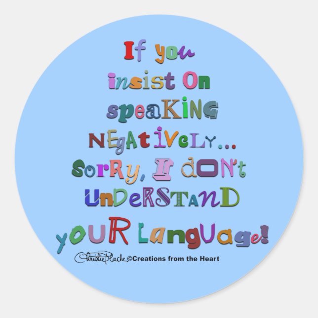 Negative Language Classic Round Sticker (Front)