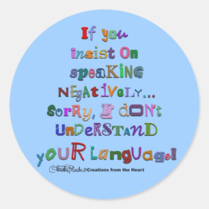 Negative Language Classic Round Sticker