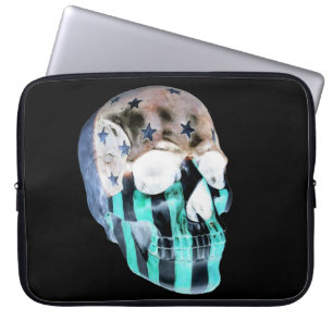 Negative painted skull black laptop sleeve