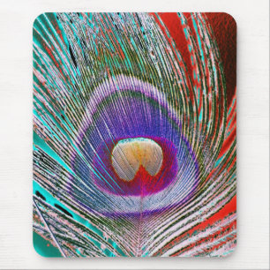 Negative Peacock Feather Mouse Mat