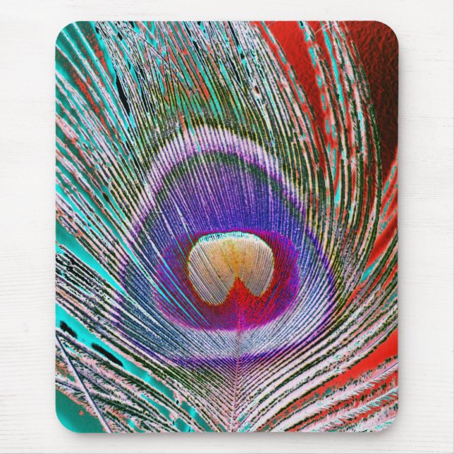 Negative Peacock Feather Mouse Mat (Front)