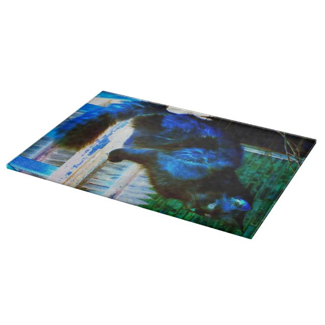 Negative Photo Art "Black" Cat Cutting Board (Corner)