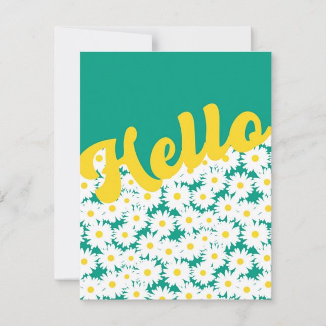 Negative Space Daisies Hello Thinking of You Card (Front)