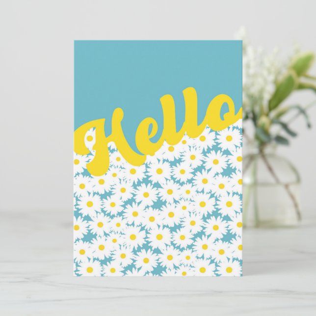 Negative Space Daisies Hello Thinking of You Thank You Card (Standing Front)