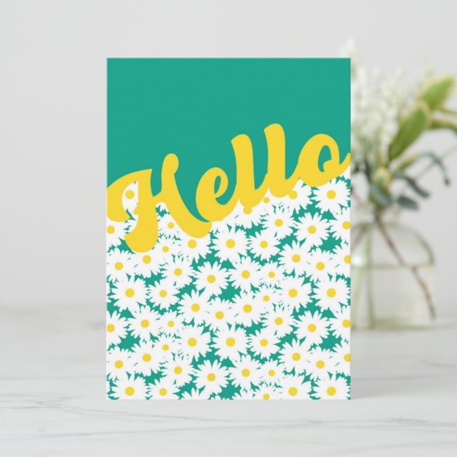 Negative Space Daisies Hello Thinking of You Thank You Card (Standing Front)