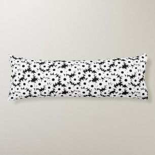 Negative Space Daisies white on black Body Cushion