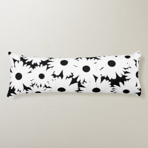 Negative Space Daisies white on black Body Cushion