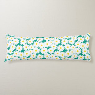 Negative Space Daisies white yellow on green Body Cushion