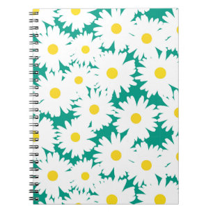 Negative Space Daisies white yellow on green Notebook