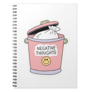 Negative Thoughts Trash Can Funny Self Care Notebook