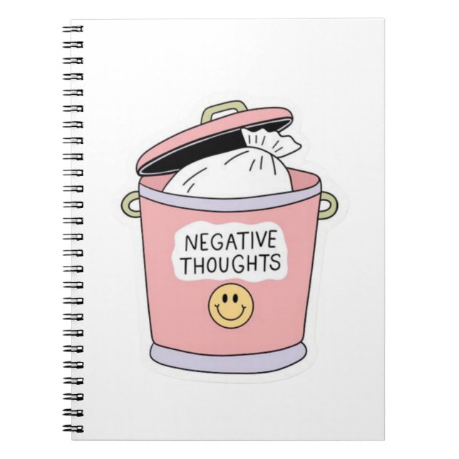 Negative Thoughts Trash Can Funny Self Care  Notebook (Front)