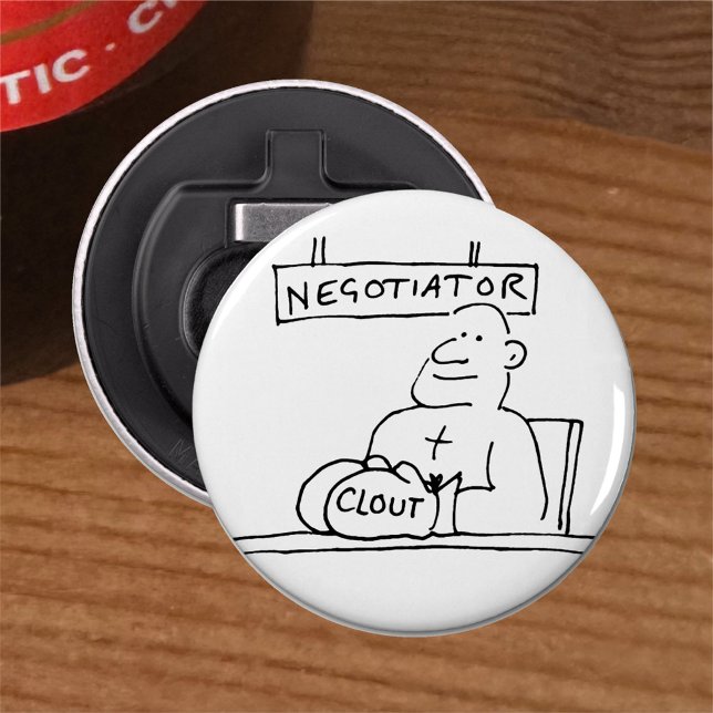 Negotiator at Desk has Boxing Glove with Clout Bottle Opener (Creator Uploaded)