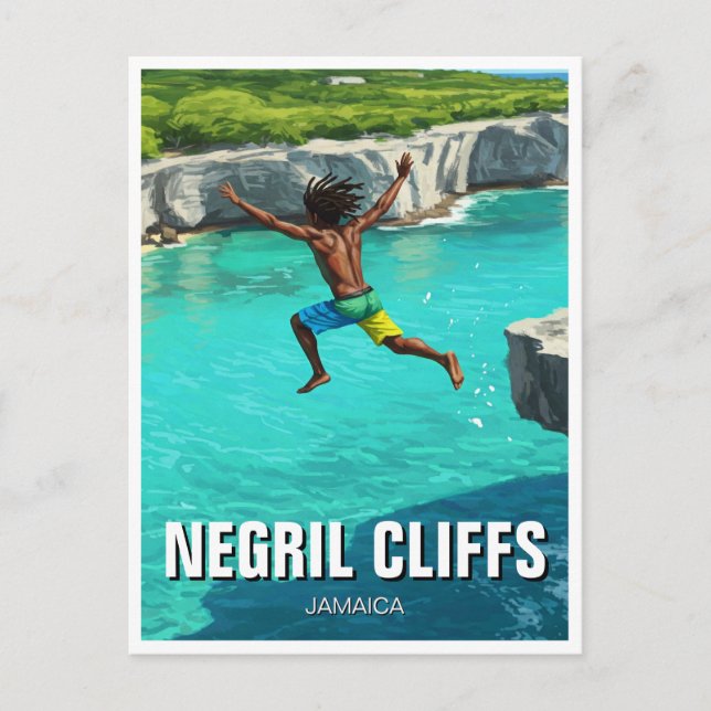 Negril Cliffs Jamaica Travel Postcard (Front)