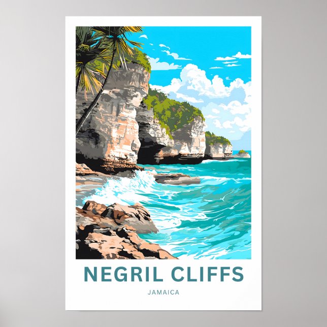 Negril Cliffs Jamaica Travel Poster (Front)