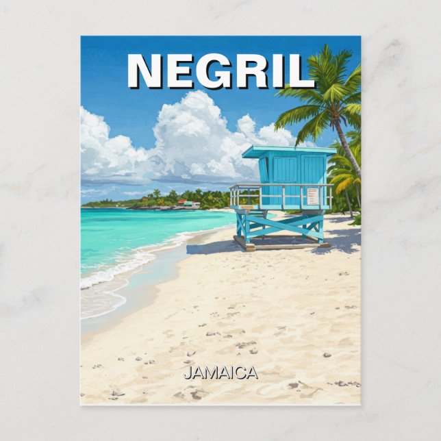 Negril Jamaica Beach Lifeguard Shack Postcard (Front)