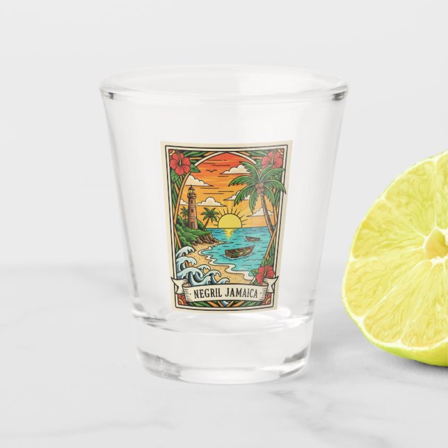 Negril Jamaica Beach Shot Glass (Front)