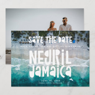 Negril Jamaica Beach Wedding Photo Save the Date Announcement