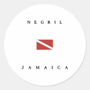 Negril Jamaica Scuba Dive Flag Classic Round Sticker